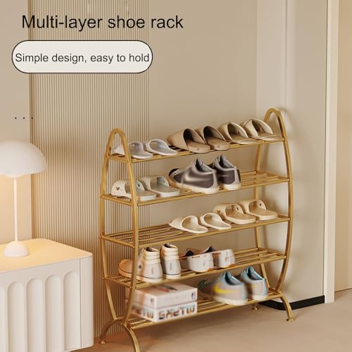 Gold Metal Schuhregal für kleine Räume, schmaler vertikaler Organizer Stand, Robuster Bogen Design Entryway-Speicherlösung, Modernes Dekorfreundlich