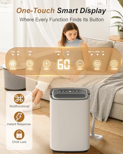 Image of 5000 Sq. Ft. Dehumidifier for Basement, Update 50 Pint Quiet Dehumidifiers for Home with Drain Hose, Smart Humidity Control, 24H Timer & Child Lock, Ideal for Large Rooms, Bedroom, Garage