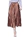 Allegra K Women's Accordion Pleats Metallic Midi Skirt XS Copper