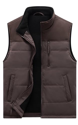 VtuAOL Men's Reversible Fleece Lined Vest Outdoor Lightweight Vest Sleeveless Jacket for Travel Hiking Casual