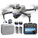 Foldable GPS Drone with 4K Cameras for Adults Beginners, Brushless RC Quadcopter with 4.5 Inches RC Screen, Optical Flow Altitude Hold, Auto Return, Follow Me, Obstacle Avoidance, 50 Mins Flight Time, 64G SD Card, Under 249g