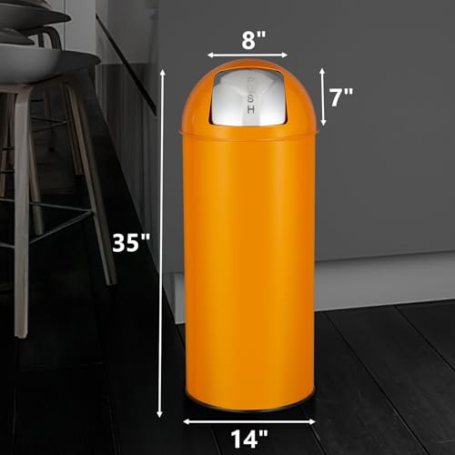 Image of 65L /17 Gallon Heavy Duty Stainless Steel Tall Commercial /Kitchen Trash Can, Round Open Top Waste Bin for Indoor and Outdoor, Durable Garbage Bin for Home Office Restaurant (TC04)