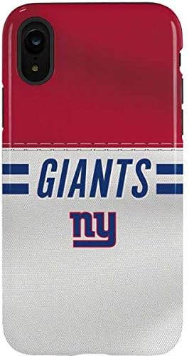 Skinit Pro Phone Case Compatible with iPhone XR - Officially Licensed NFL New York Giants White Striped Design