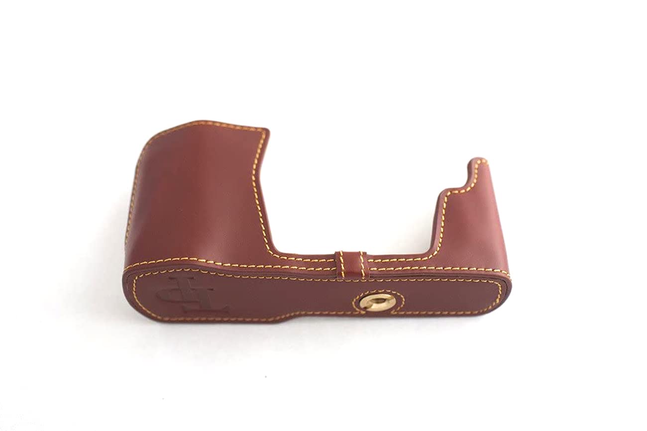 Demi camera case Olympus OM-D E-M5 cuir véritable marron housse TP