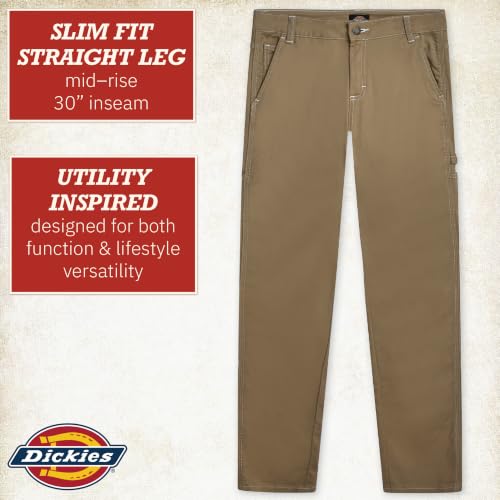 Image of Dickies Womens Casual Slim Fit Carpenter Pant-Non Stretch-Runs Small | Non-Stretch Utility Fabric with Functional Pockets, Runs Small So Size Up, Casual Styling That Pairs with Tees