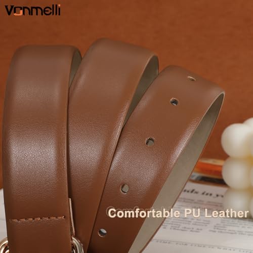 VONMELLI Belt for Women, Women's Leather Belt for Jean Pant, Fashion Ladies Waist Belt with Gold Metal Buckle4