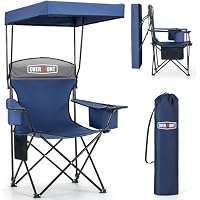 Overmont 330 lb Support Camping Chair with Canopy Shad & 3L Cooler Bag