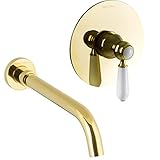 PaulGurkes Waschtisch-Armatur Gold 2-Loch Unterputz Einhandmischer Nostalgie