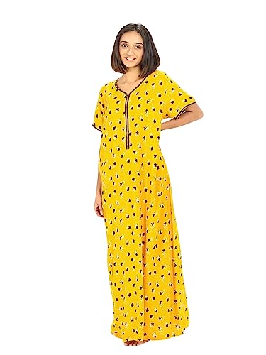 Image of Evolove Women's Viscose Liva Long Maxi Night Gown Nighty Dress with Pocket, Super Soft Comfortable (LNG-Rayon)