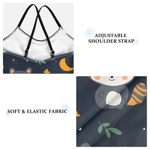 Girl's One Piece Swimsuit Nighttime Raccoon Beach Bathing Swimwear3