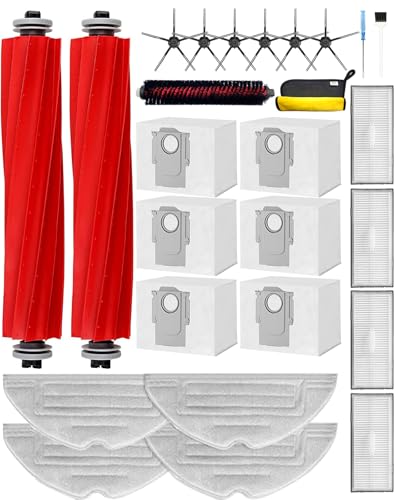 26 Stück Ersatzteile Set für Roborock S7 MaxV Ultra/S7 Max Ultra/S7 Pro Ultra: 2 Hauptbürste 1 Selbstreinigende Bürste 4 Wischtücher 6 Seitenbürsten 4 HEPA Filter 6 Staubbeutel 1 Putztuch