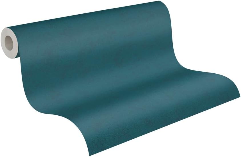 A.S. Création Non-Woven Wallpaper, Blue, Green, High-Quality Non-Woven Wallpaper, Plain 399383, Wall Wallpaper for Various Rooms, Made in Germany
