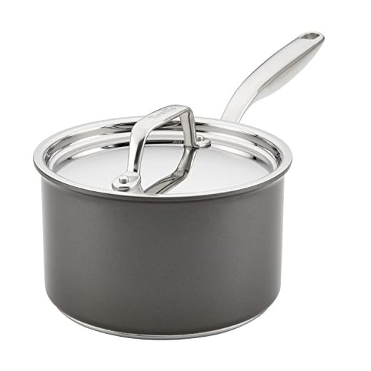 Breville Thermal Pro Hard Anodized Nonstick Sauce Pan/Saucepan with Lid, 3 Quart, Gray