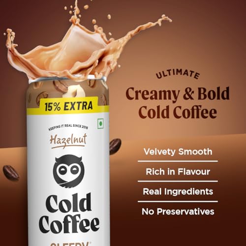 Sleepy Owl Hazelnut Cold Coffee | 4 x 230mL Cans | Made With Real Milk & Coffee | No Preservatives - Image 2