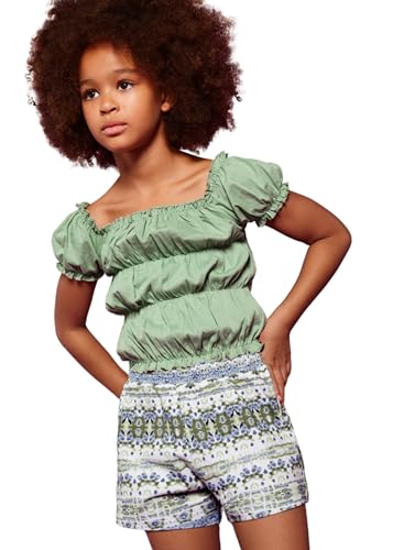 Conjunto Niña short – Conjunto Verano - Sport – Camiseta manga corta y Pantalon corto - Ropa de Regalo – Para niñas y adolescentes de 8 años a 16 años (14 años, Menta)