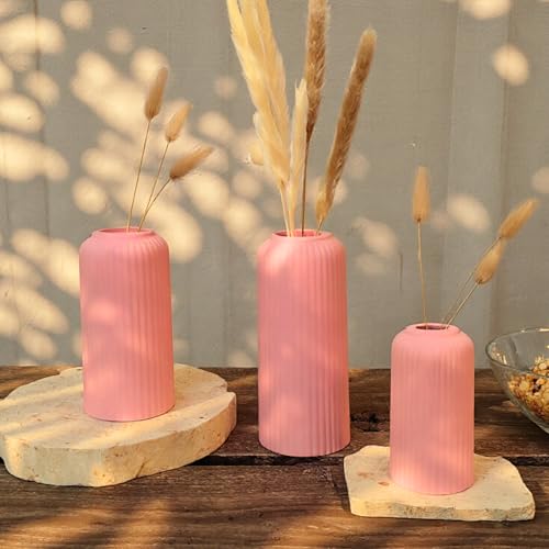 Image of KREATIVE ART'S Pink Flower Vase for Home Decoration, Ceramic Vases for Home Decor, Home Decor Items for Living Room, (Pink Vases -Set of 3 pcs)
