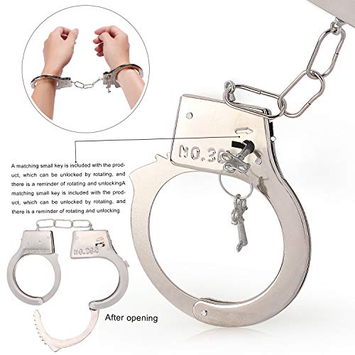 Beelittle Kit de dramatização de policial, chapéu de polícia, algemas, walkie talkies, crachá de pol