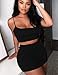 Kaximil Women's Summer 2 Piece Outfits Cami Crop Top Bodycon Skirt Mini Club Dress, Medium, Black
