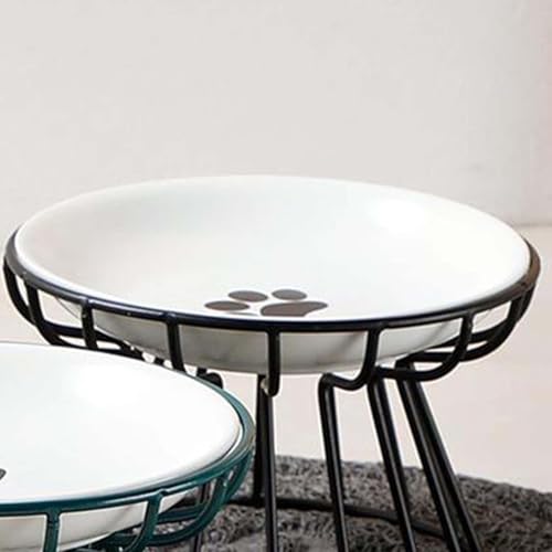 Image of Radionics Pet Ceramic Bowl Pet Food Water Bowl Cat Food Bowl Cat Elevated Feeder Black Raised Stand