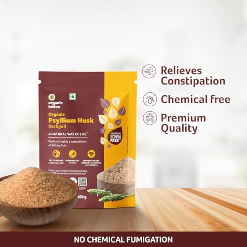 Image of Organic Tattva Psyllium Husk (Isabgol) 200 Gram | Excellent Source of Natural Dietary Fiber | Helps Relieve Constipation, Digestive Stress | Boost Digestion and Effective in Weight Loss