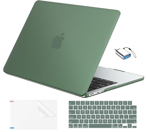 EooCoo Compatible with MacBook Air 13 inch Case M5 2026-2022 M4 M3 M2 Model A3449 A3240 A3113 A2681, Mac Air 13.6 inch Hard Shell & Keyboard Cover & Screen Film & Type-C, Matte Midnight Green by EooCoo - Used condition - US$13.62