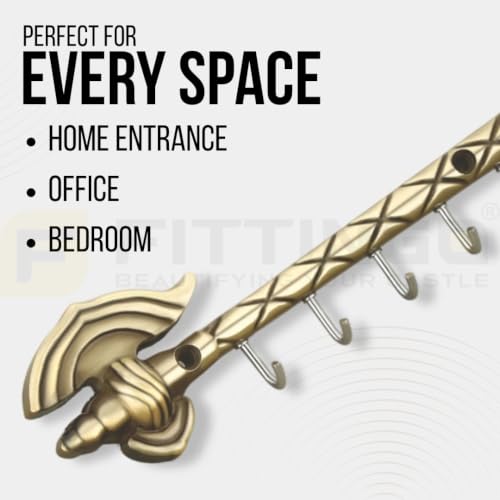 Image of Ace Zinc Metal Wall Mounted Key Holder with Hooks for Home, Kitchen & Entryway,Durable Heavy Duty Decorative Key Rack Organizer for Keys, Vintage Style - Antique Finish-| 3 Years Warranty |