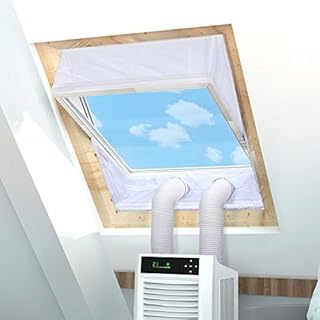 iRhodesy Air Conditioner Window Kit, White and Waterproof Roof Centre Pivot Window Seal for Portable Air Conditioner with Single and Double Hose (230cm x 2pcs)
