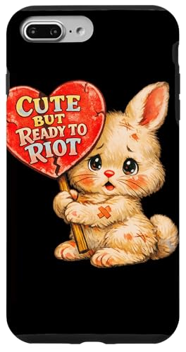 Cute But Ready To Riot Bunny Heart ���g�� ������ �X�}�z�P�[�X iPhone 7 Plus/8 Plus �p
