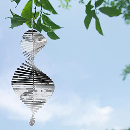 COJJ-3D-Helix-Edelstahl-Windspiel zum Aufhängen für Hof, Garten, Innen- und Außenbereich, Balkon - Hängende Edelstahl-Anhänger