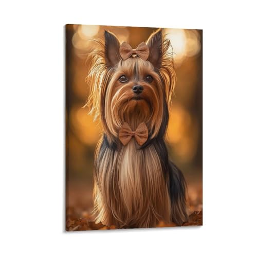 Peinture sur toile Yorkshire Terrier : affiche décoration murale chambre 50x75