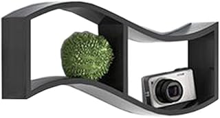 JANFA Ripiani Scaffali Galleggianti MDF Scaffale A Forma Ondulata Mensole di Sporgenza Modanatura per Soggiorno, Ufficio, Camera da Letto, Cucina (Colore : Nero, Dimensioni : 23.62 * 5.90 * 9.84in)
