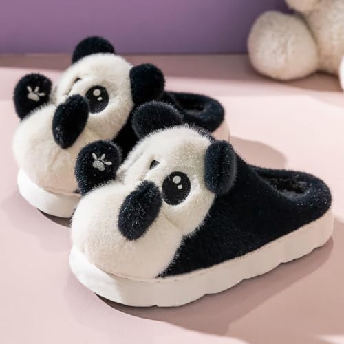 HANDKEI Fluffy Women's Panda Plush Slippers - Rubber Anti Slip Home & Outdoor2