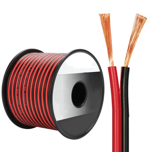 Câble parallèle rouge noir 18AWG de 160ft en PVC flexible pour éclairage LED