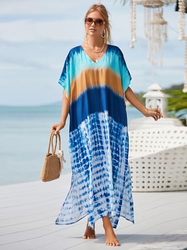 Image of Kaftan Dresses for Women Plus Size Bathing Suit Cover up Caftan Maxi Beach Dresses