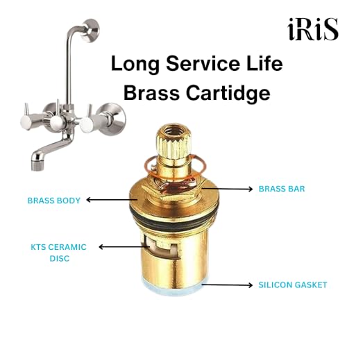 Image of iRiS 2 in 1 Brass Wall Mixer with Provision for Overhead Shower and 125 mm Long Bend Pipe -Visible Hot /Cold