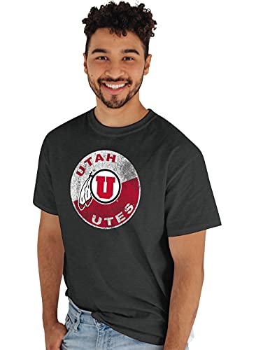 Blue 84 Men's Utah Utes T-Shirt Vintage Cap Dark Heather, Dark Grey, Small