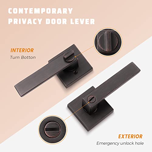 Knobwell 8 Pack Oiled Bronze Interior Door Knob With Lever, Privacy Door Handle For Bedroom Bathroom Heavy Duty Modern Door Handles #TOP1