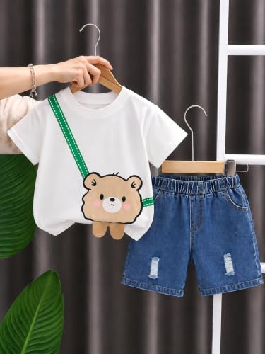 Image of Googo Gaaga Boy's Cotton Short Sleeve Printed Tshirt and Half Pant Set