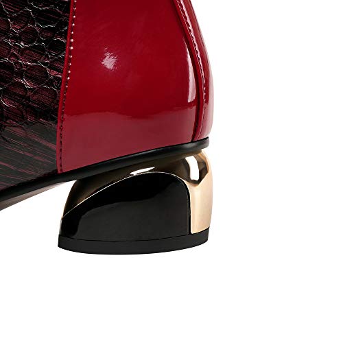 TinaCus Women's Patent Leather Handmade Pointed Toe Side Zipper Comfort Low Chunky Heel Mid Calf Boots with Fur4