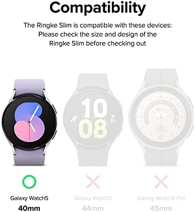 Ringke Slim Case [2 Pack] Compatible with Samsung Galaxy Watch 5 40mm, Watch5 Bezel [Frame Only] Premium PC Hard Thin Cover - Clear & Black