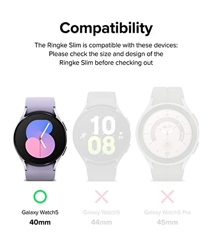 Image of Ringke Slim Case [2 Pack] Compatible with Samsung Galaxy Watch 5 40mm, Watch5 Bezel [Frame Only] Premium PC Hard Thin Cover - Clear & Dark Chrome