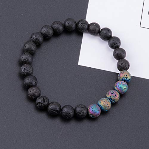 Bivei Natural Lava Rock Stone Essential Oil Diffuser Stretch Bracelet Healing Energy Gemstone Jewelry Protection3
