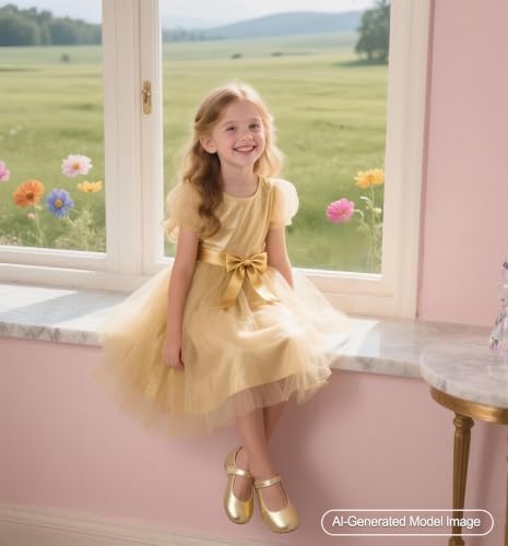 Image of PHIRAMIN Toddler Flower Girl Glitter Dress Shoes Little Girl Ballet Flats Bow Wedding Party