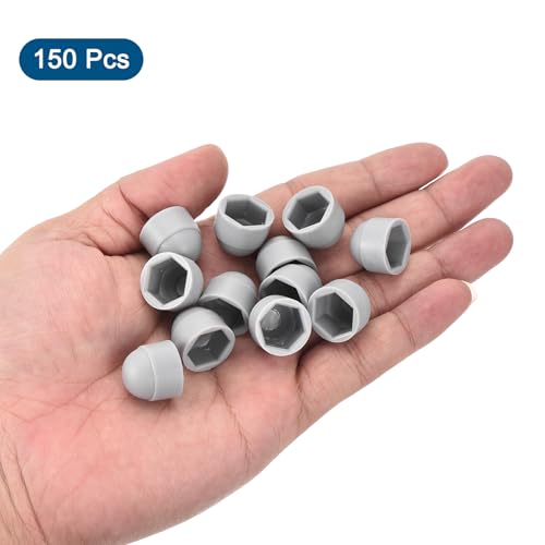Cache-écrous hexagonaux M8 en plastique gris uxcell pour vis de 150 pièces - 4