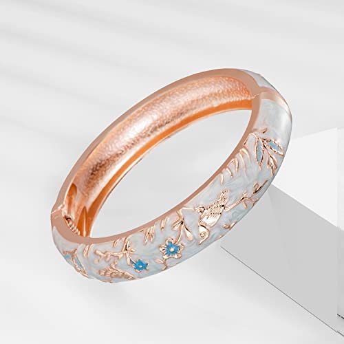 UJOY Colors Handcraft Jewelry Cloisonne Bracelet Enamel Hollowed Butterfly Spring Hinged Womens Bangles Gifts Box 88A11-55C49 light blue - Image 6