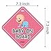CVANU 2pcs Baby on Board Laminated Kids Safety Vinyl Sticker with 2 Suction Cup for Car Drivers (6inX6in)_R2-12