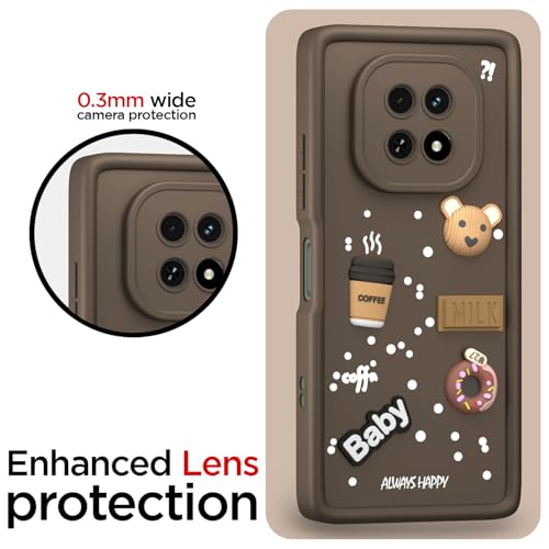 Image of Outlouders Back Cover for Realme C63 5G | 3D Cartoon Cute Fun Bear | Silicone Full Body Protection Bumper Case (Brown)