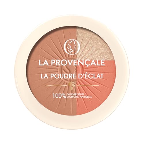 La Provençale - Poudre d'Éclat l'Instant Doré - 3 en 1, Poudre Soleil, Fard à Joues, Enlumineur de Teint - Infusé de Squalane d'Olives et de Pigments...