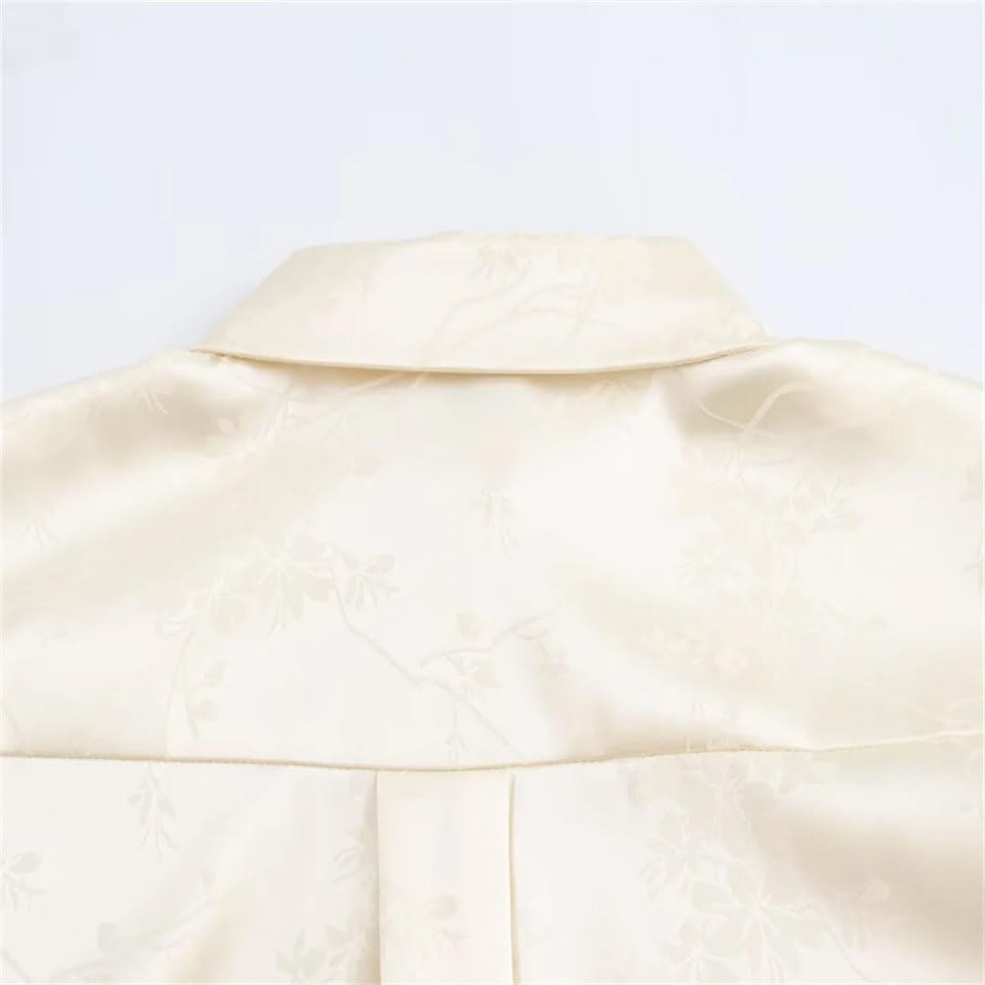 Stile delle donne Europeo E Americano Fiore Jacquard Camicia Pantaloni A Vita Alta Set