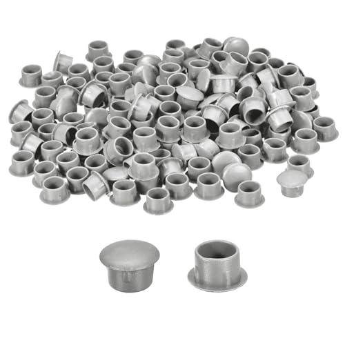Image of uxcell 150Pcs Screw Hole Plugs, 10mm(3 /8 inch) Dia Plastic Round Button Plugs Snap in Locking Hole Covers Flush Type Caps for Furniture Cabinet, Light Grey